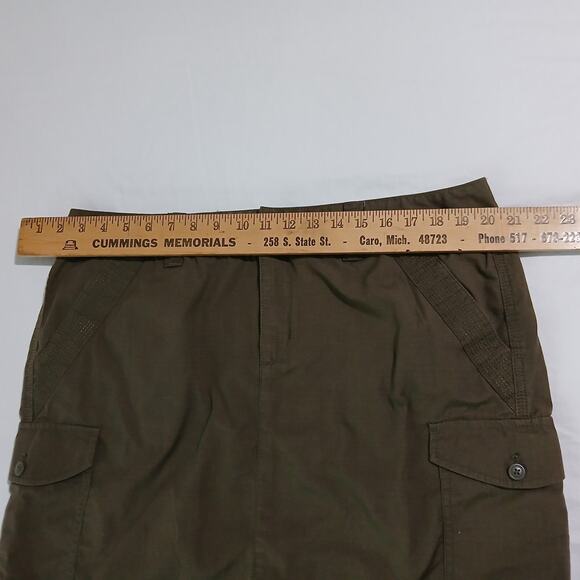 Eddie Bauer size 14 olive ripstop mini-skirt easy care front and side pockets - Picture 8 of 11